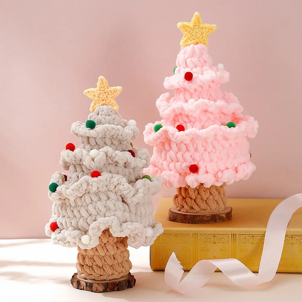 New Style Star Red Ball Christmas Tree Pure Handmade Wool Knitting Finished Product Holiday Decoration Christmas Creative Gifts