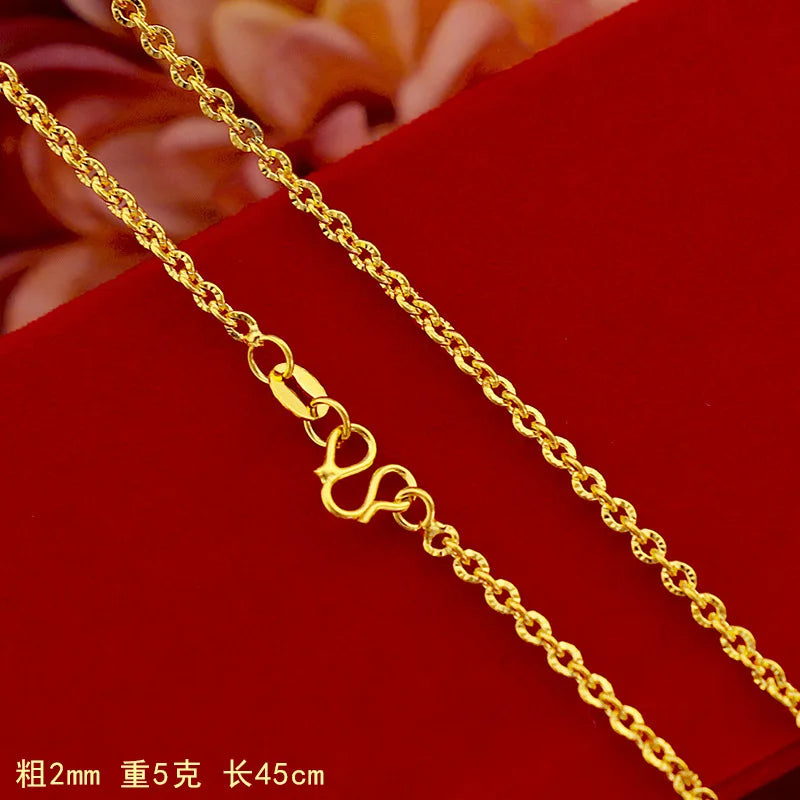 Plated 18k Necklace 24k Pure Gold Necklace 999 Full Gold Necklace Collarbone Chain O Word Chain Treasure Chain Snake Bone Chain