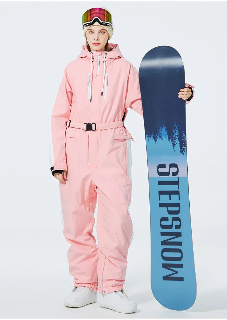 Skiing Jumpsuit Men Women One-piece Ski Suit Winter Outdoor Windproof Waterproof Ski Overall Snowboarding Suit Ski Jacket+Pants