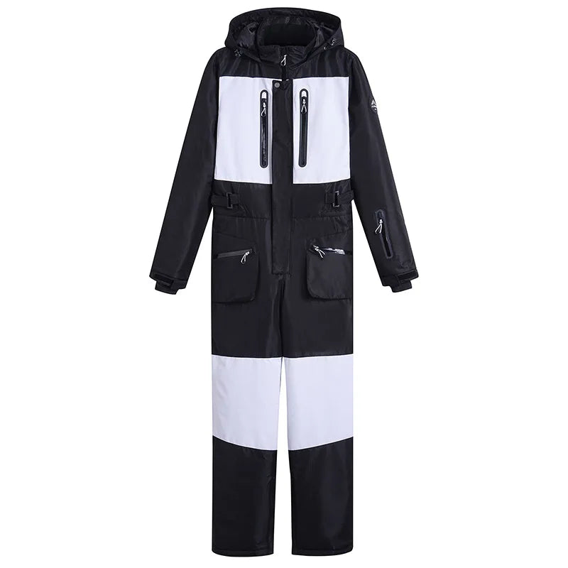 Skiing Jumpsuit Men Women One-piece Ski Suit Winter Outdoor Windproof Waterproof Ski Overall Snowboarding Suit Ski Jacket+Pants