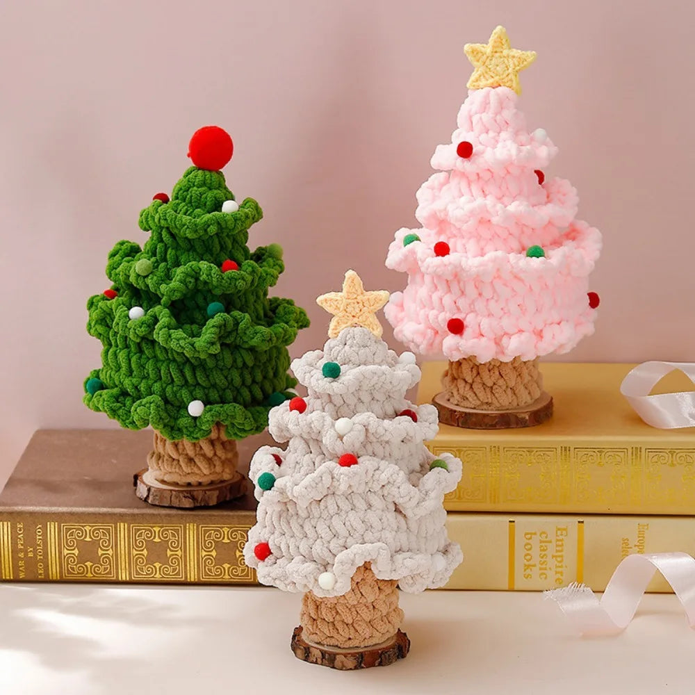 New Style Star Red Ball Christmas Tree Pure Handmade Wool Knitting Finished Product Holiday Decoration Christmas Creative Gifts