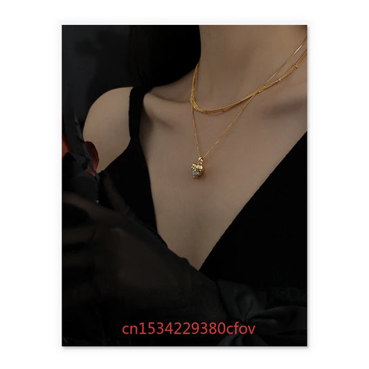 Ancient Methods Heritage Vietnamese Sand Gold Necklace Haoshi Pendant New Models Retro Style Fashion Accessories Ladies Gift