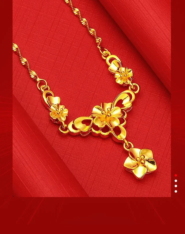 Pure Wedding Window 100% Plated Real 999 Gold 18ken Pig Dragon Phoenix Flower Necklace Women's Bride Color Chain for Women's Gif