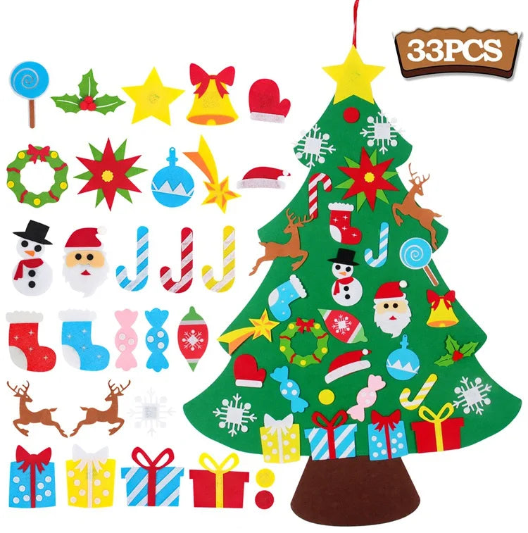 DIY Felt Christmas Tree Merry Christmas Decorations For Home 2024 Cristmas Ornament Xmas Navidad Gifts Santa Claus New Year 2025