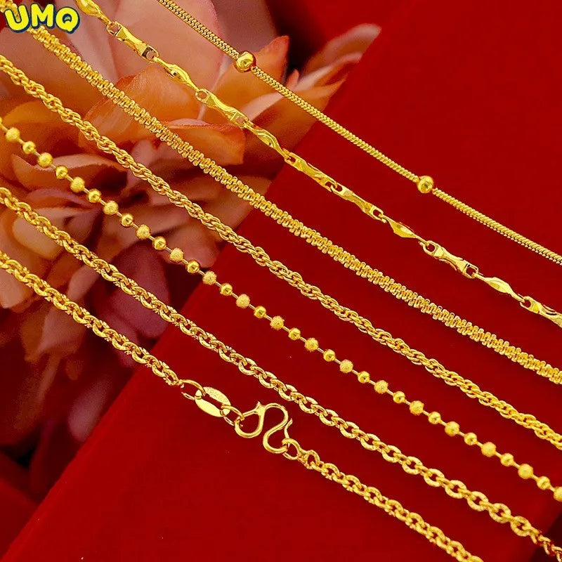 Plated 18k Necklace 24k Pure Gold Necklace 999 Full Gold Necklace Collarbone Chain O Word Chain Treasure Chain Snake Bone Chain