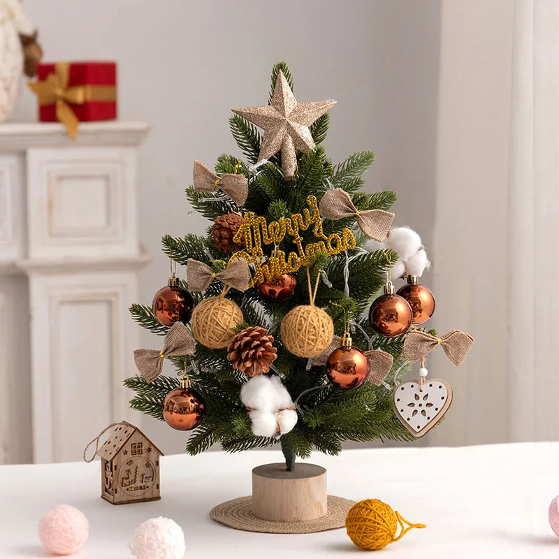 Plush Pink Set Desktop Christmas Tree Ornament Gift Christmas Decoration DIY Mini Object