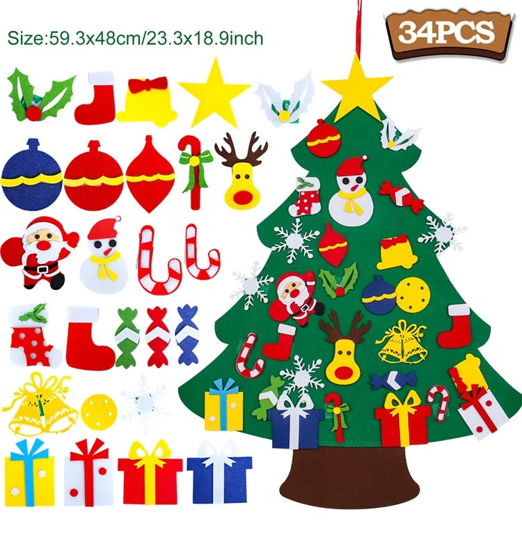 DIY Felt Christmas Tree Merry Christmas Decorations For Home 2024 Cristmas Ornament Xmas Navidad Gifts Santa Claus New Year 2025