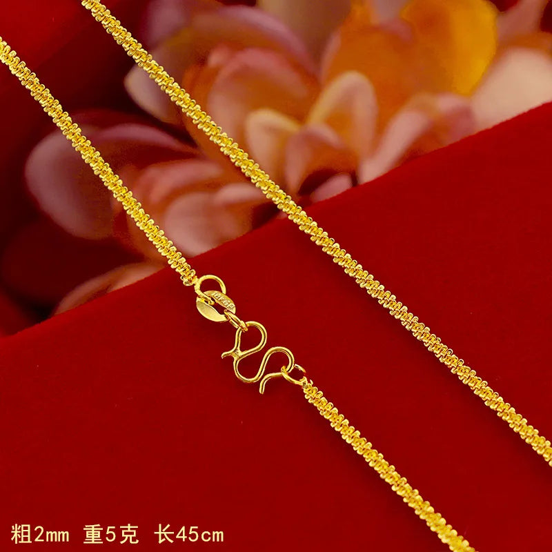 Plated 18k Necklace 24k Pure Gold Necklace 999 Full Gold Necklace Collarbone Chain O Word Chain Treasure Chain Snake Bone Chain