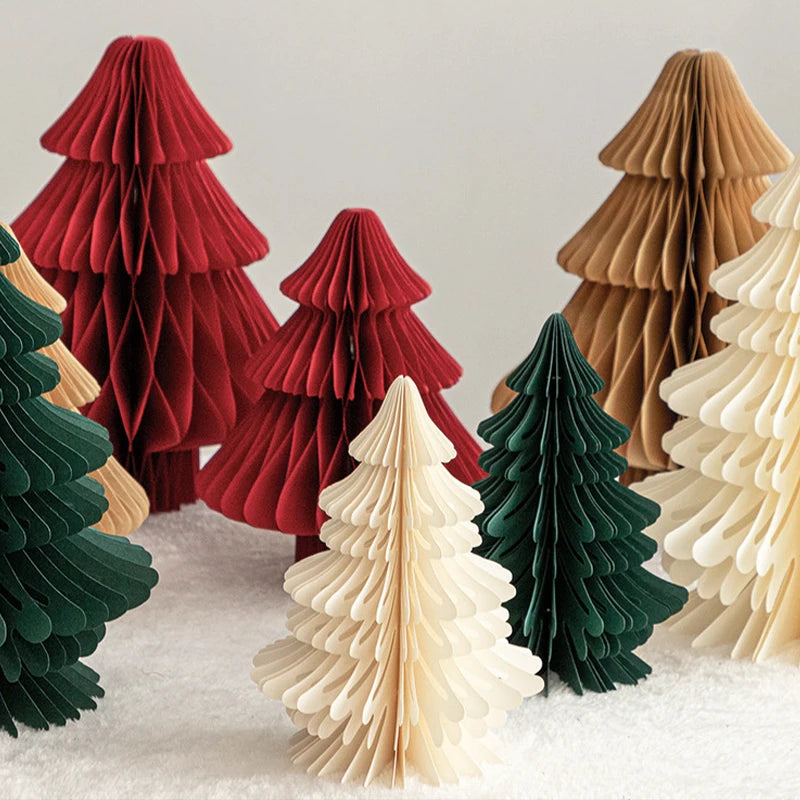 Christmas Honeycomb Ball 3D Christmas Tree Ornament Paper Hanging Xmas Decoration 2025 Party Favors Navidad New Year Kids Gift