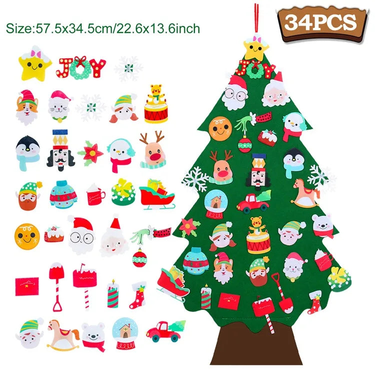 DIY Felt Christmas Tree Merry Christmas Decorations For Home 2024 Cristmas Ornament Xmas Navidad Gifts Santa Claus New Year 2025