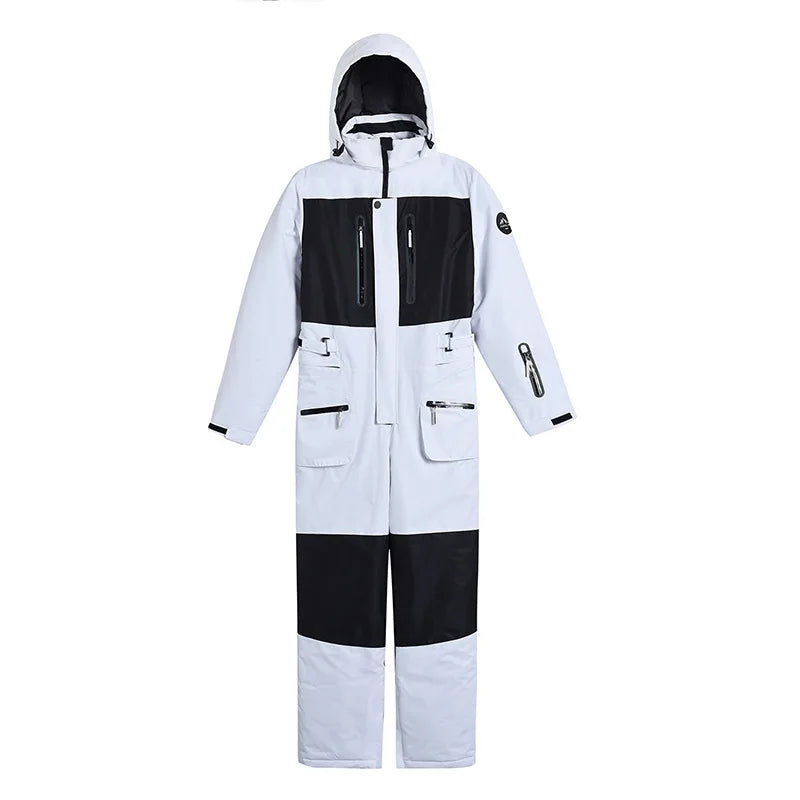 Skiing Jumpsuit Men Women One-piece Ski Suit Winter Outdoor Windproof Waterproof Ski Overall Snowboarding Suit Ski Jacket+Pants