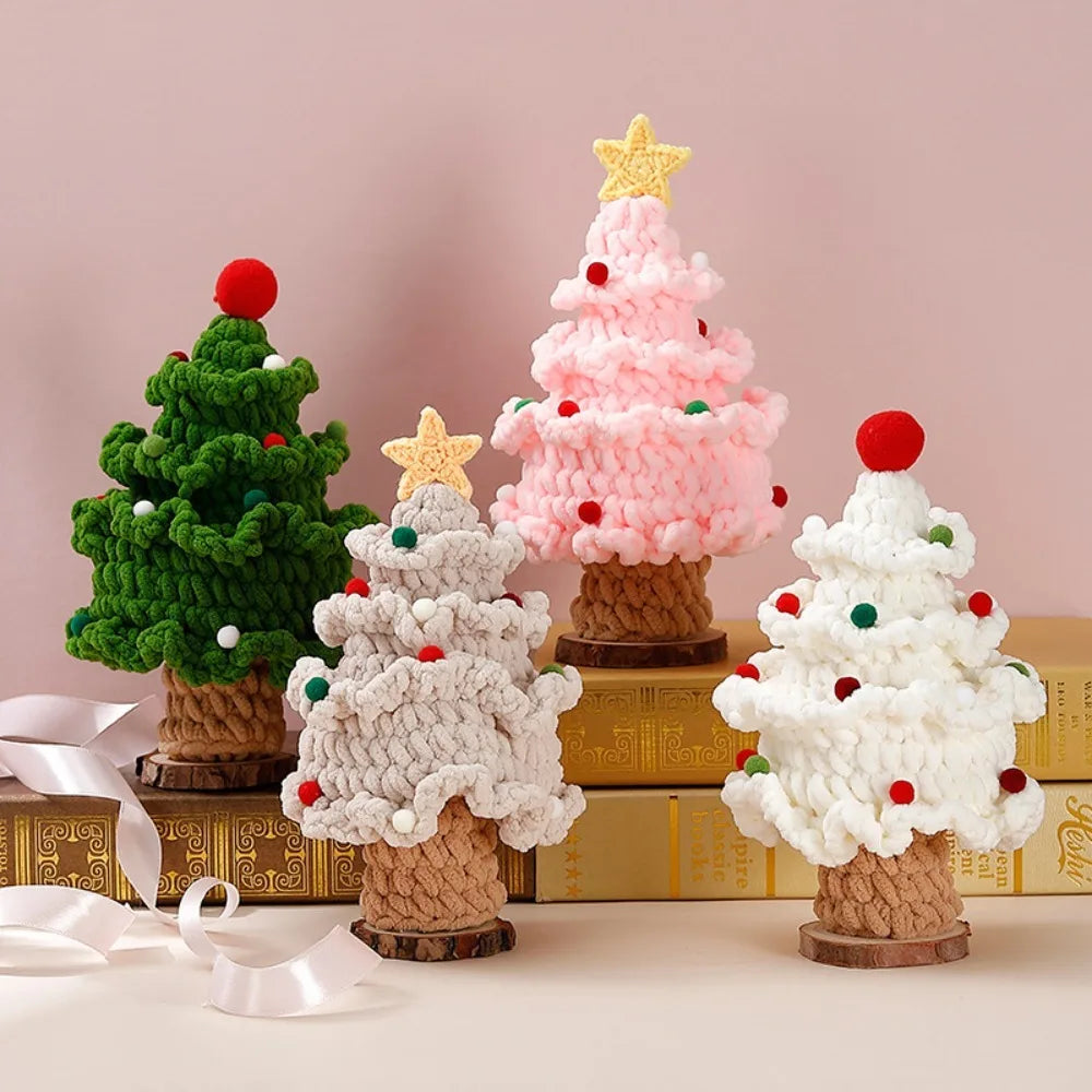 New Style Star Red Ball Christmas Tree Pure Handmade Wool Knitting Finished Product Holiday Decoration Christmas Creative Gifts