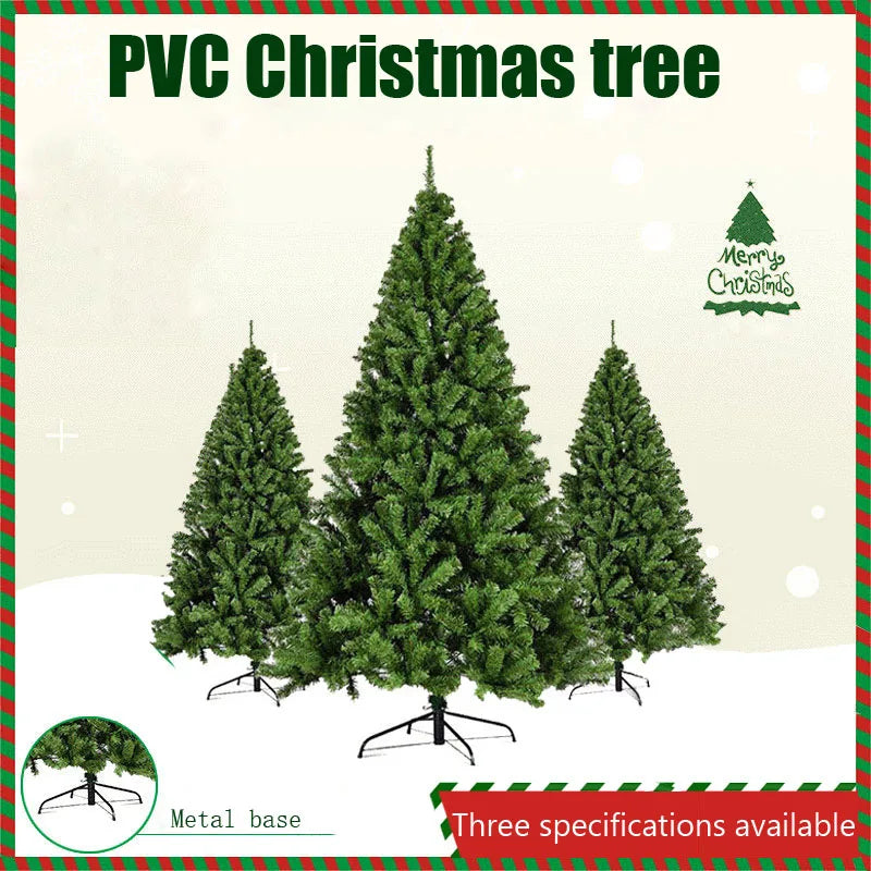 2.1m~1.2m PVC Large Christmas Tree Encryption Green Snow Tree Christmas Decoration 2025 New Year Home Party Hotel Scene Decor