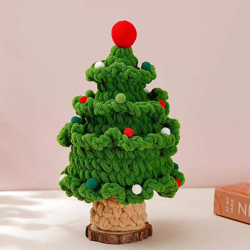 New Style Star Red Ball Christmas Tree Pure Handmade Wool Knitting Finished Product Holiday Decoration Christmas Creative Gifts