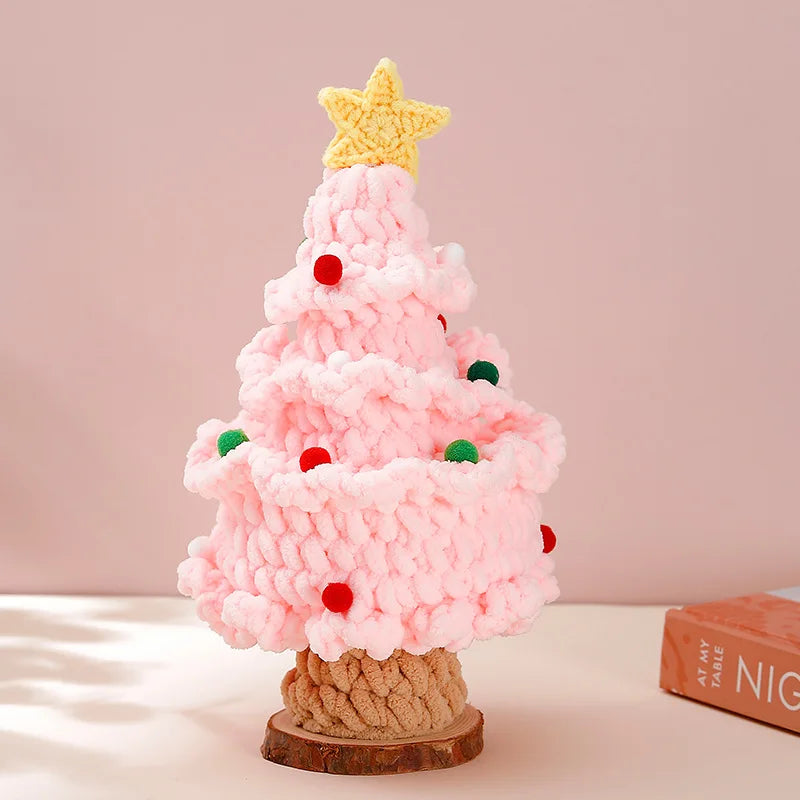 New Style Star Red Ball Christmas Tree Pure Handmade Wool Knitting Finished Product Holiday Decoration Christmas Creative Gifts