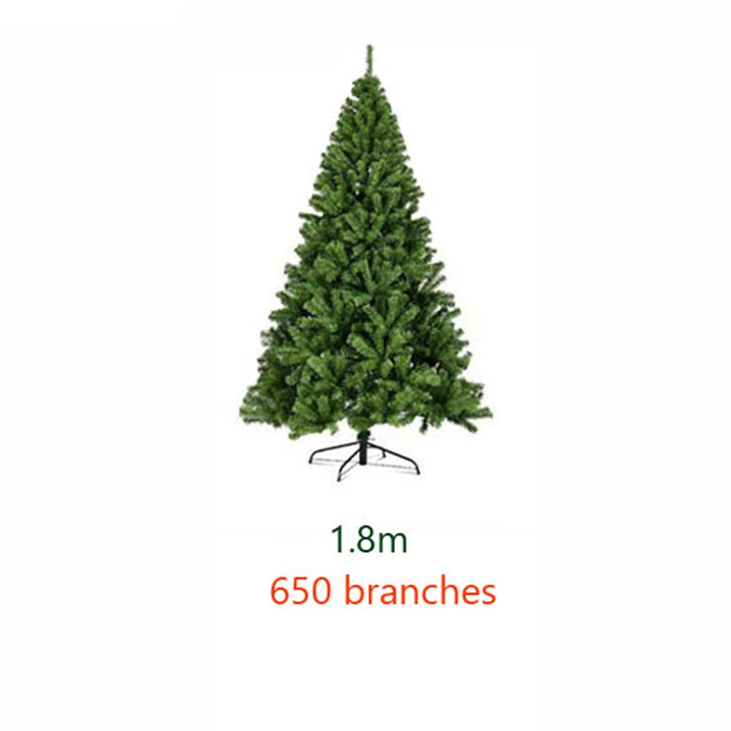 2.1m~1.2m PVC Large Christmas Tree Encryption Green Snow Tree Christmas Decoration 2025 New Year Home Party Hotel Scene Decor