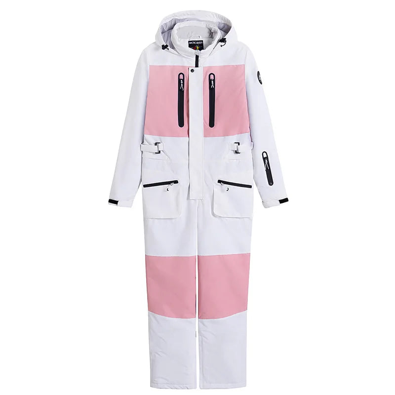 Skiing Jumpsuit Men Women One-piece Ski Suit Winter Outdoor Windproof Waterproof Ski Overall Snowboarding Suit Ski Jacket+Pants