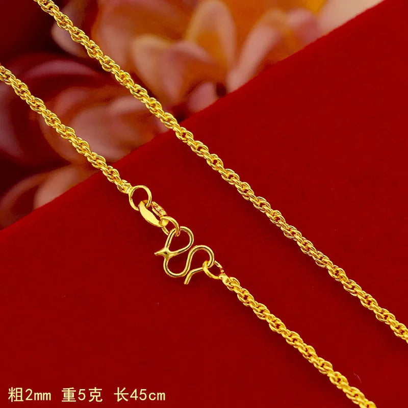 Plated 18k Necklace 24k Pure Gold Necklace 999 Full Gold Necklace Collarbone Chain O Word Chain Treasure Chain Snake Bone Chain