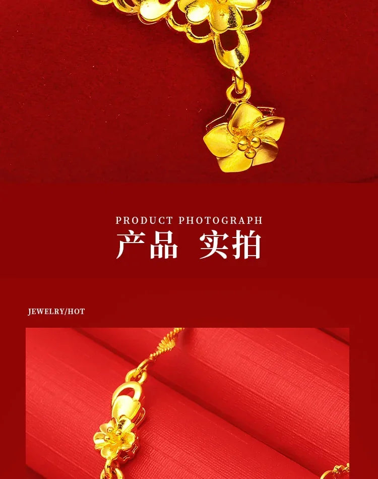 Pure Wedding Window 100% Plated Real 999 Gold 18ken Pig Dragon Phoenix Flower Necklace Women's Bride Color Chain for Women's Gif