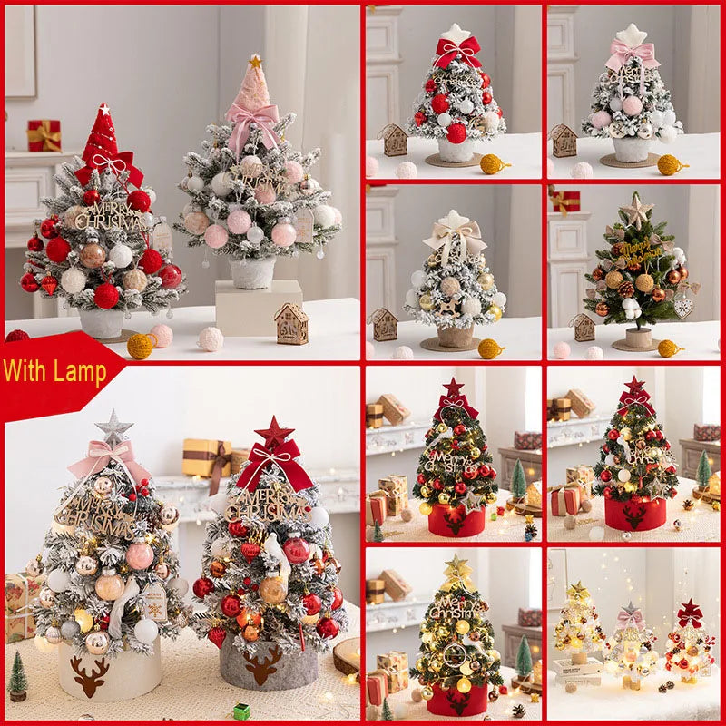 Plush Pink Set Desktop Christmas Tree Ornament Gift Christmas Decoration DIY Mini Object