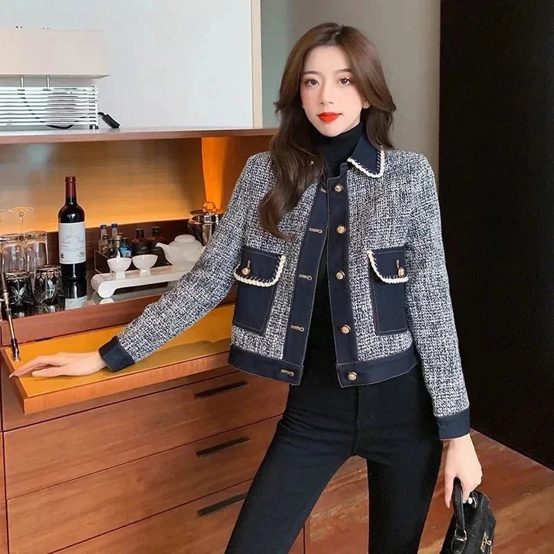 Patchwork Denim Coat Women's