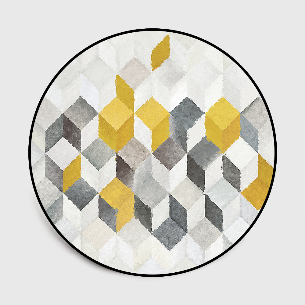 Abstract Geometric Circular Floor Mats, Living Room Bedroom Decoration